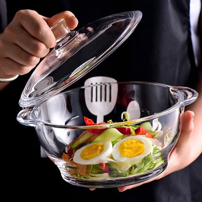 Sky Buy 1000 ml Round Glass Casserole with Lid – Clear Glass Cooking & Serving Dish