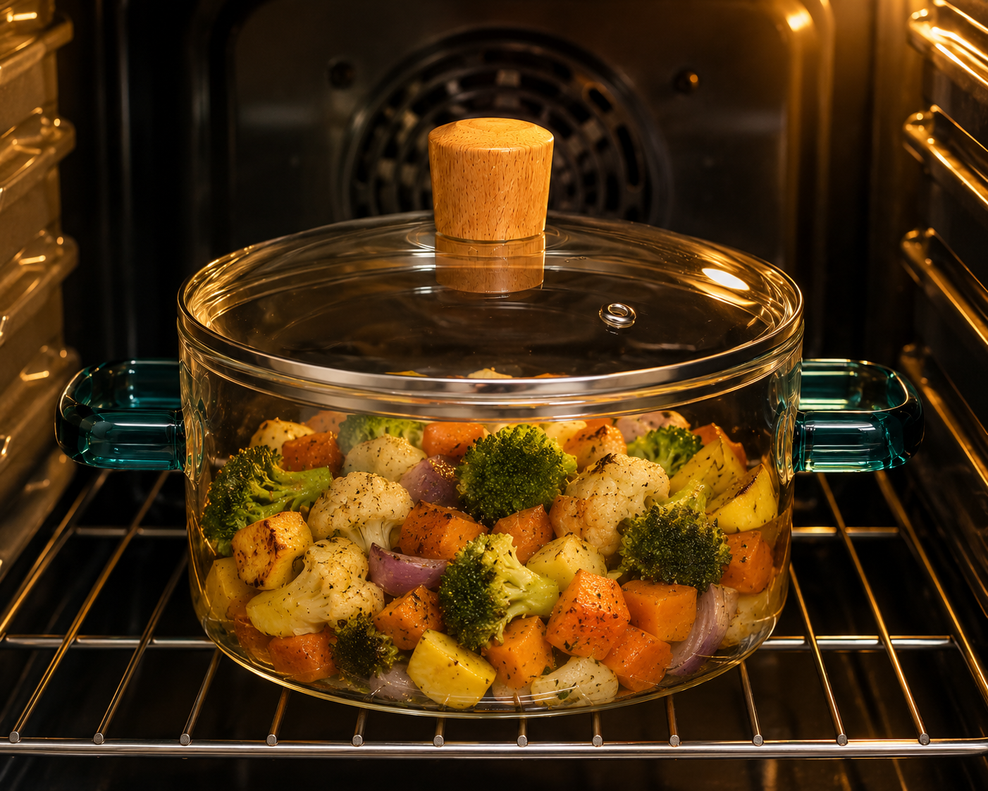 Skybuy 2600 ml Glass Cooking Pot with Lid & Handles