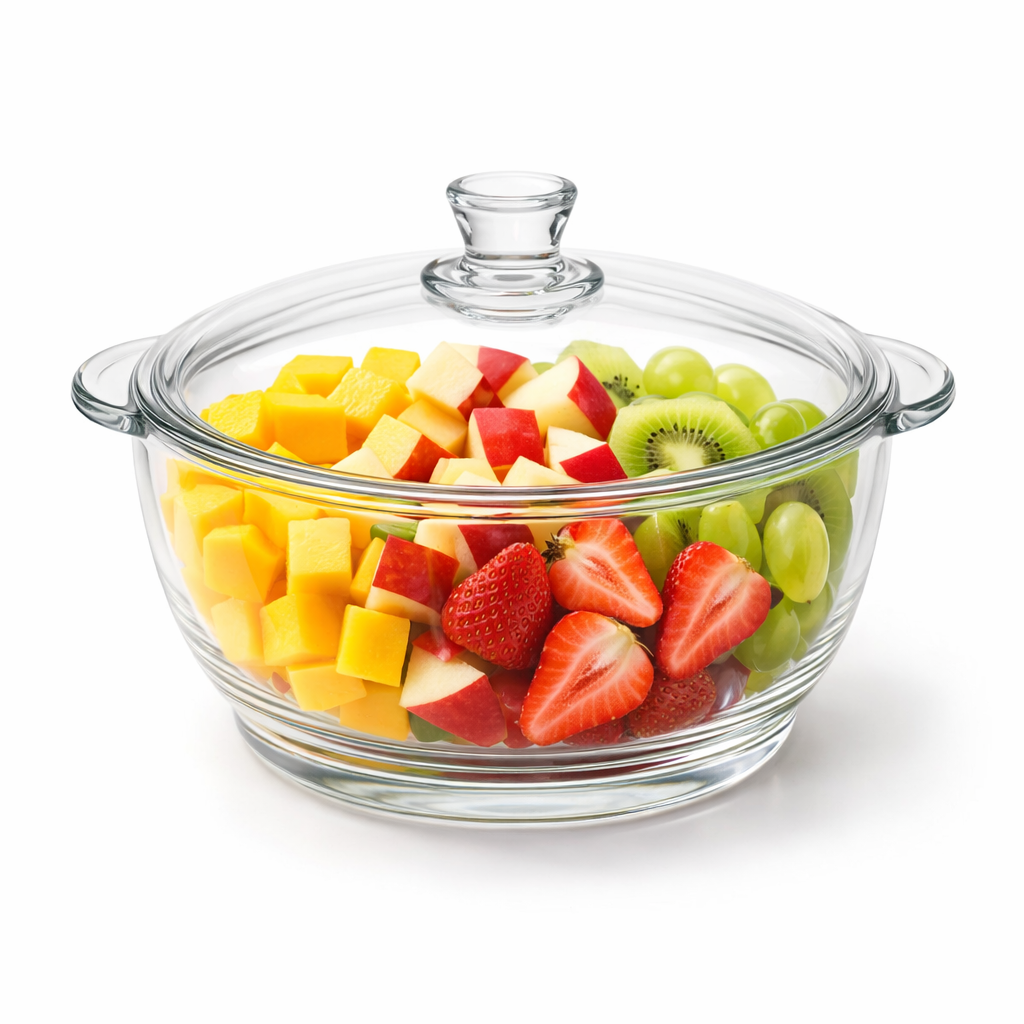 Skybuy 1500 ml Round Glass Casserole with Lid - hero shot