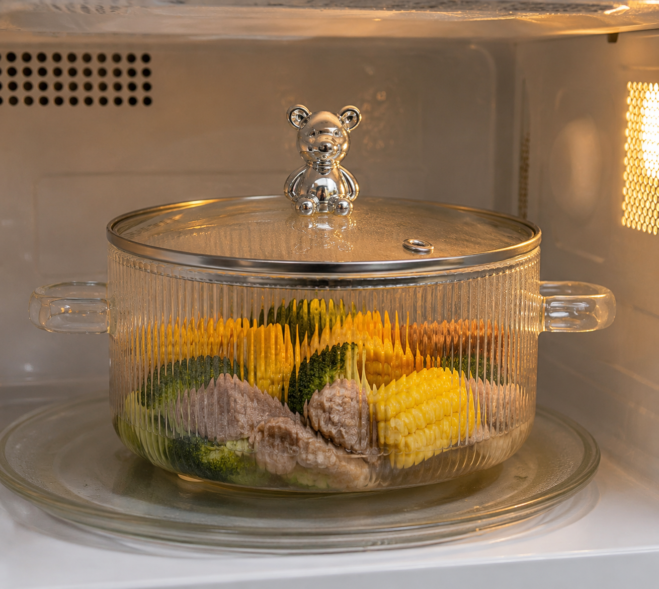 Skybuy 1600 ml Lined Glass Cooking Pot with Lid