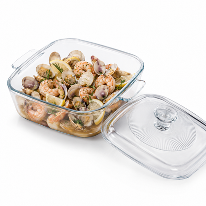 Skybuy 1500 ml Square Glass Casserole with Lid