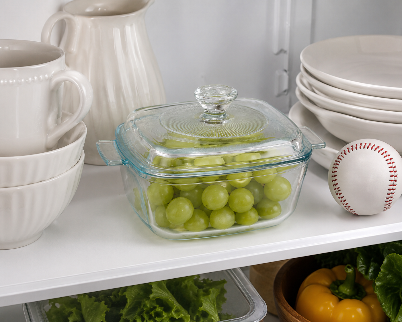 Skybuy 1000 ml Square Glass Casserole with Lid