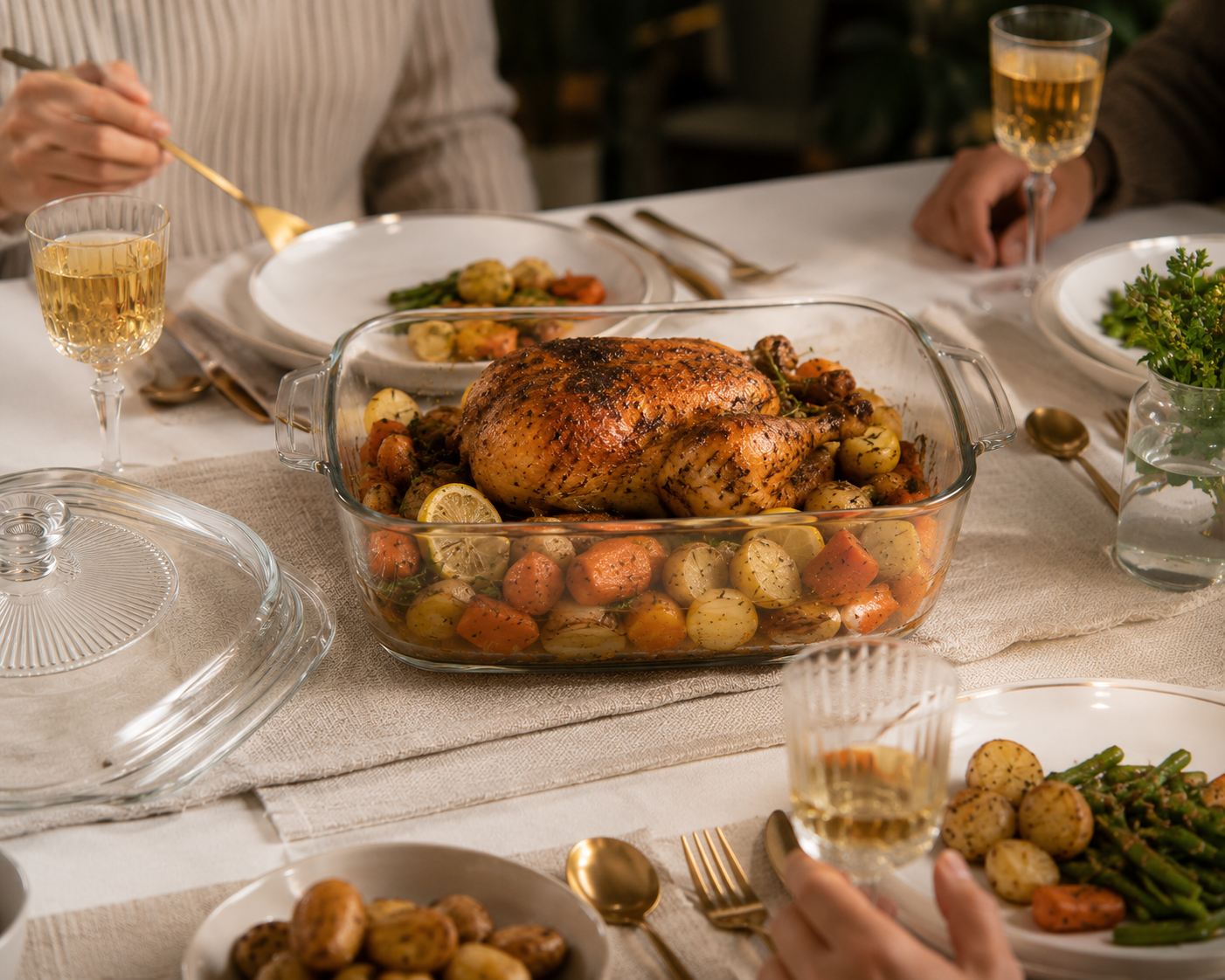Skybuy 2500 ml Square Glass Casserole with Lid