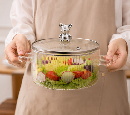 Skybuy 1800 ml Lined Glass Cooking Pot with Lid