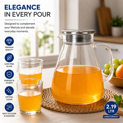 Skybuy Borosilicate Glass Water Jug 2.19L elegance