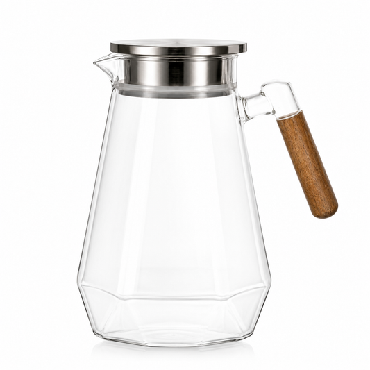 Skybuy Glass Water Jug with Wooden Handle 2L