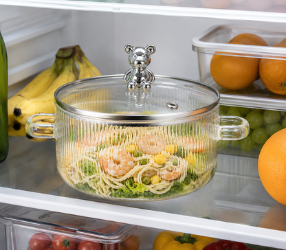 Skybuy 1400 ml Lined Glass Cooking Pot with Lid