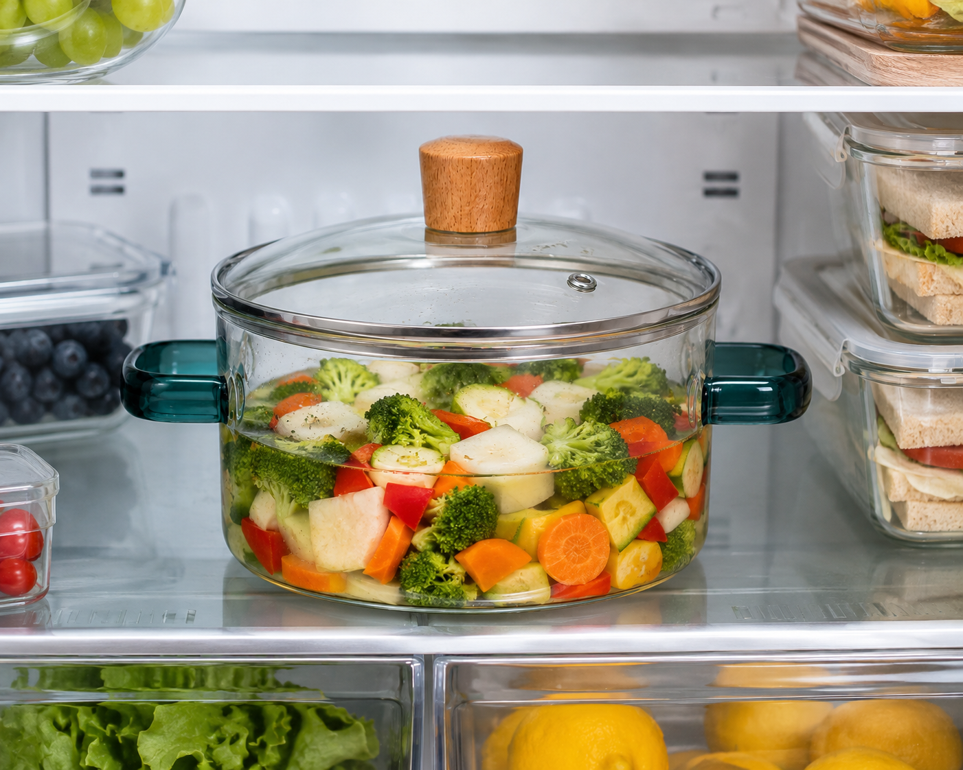 Skybuy 2600 ml Glass Cooking Pot with Lid & Handles