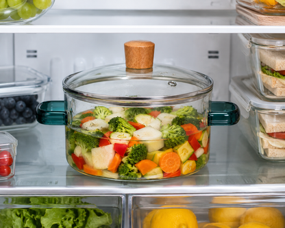 Skybuy 2600 ml Glass Cooking Pot with Lid & Handles
