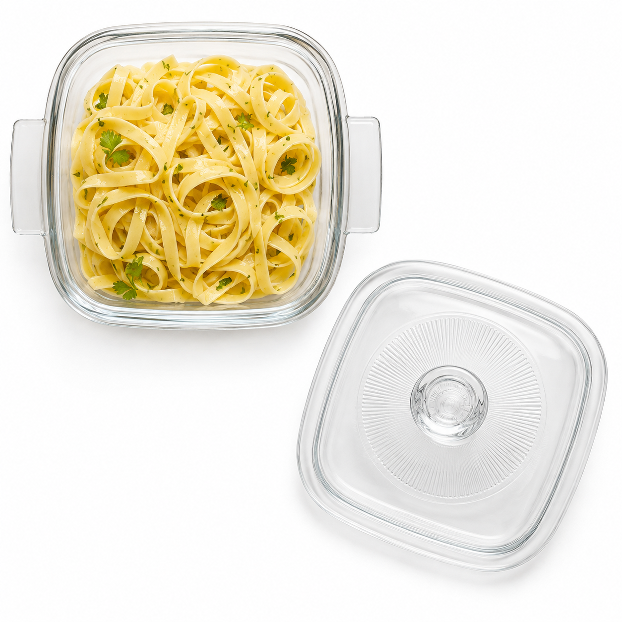 Skybuy 1000 ml Square Glass Casserole with Lid
