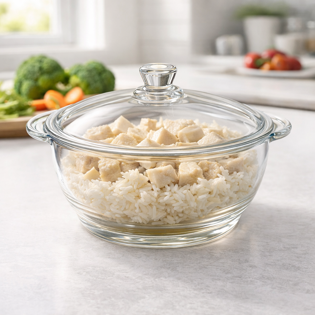 Skybuy 1500 ml Round Glass Casserole with Lid