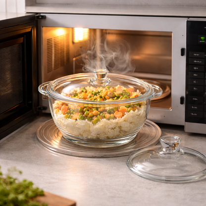 Skybuy 1500 ml Round Glass Casserole with Lid