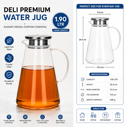 Skybuy Borosilicate Glass Water Jug 1.9L specifications