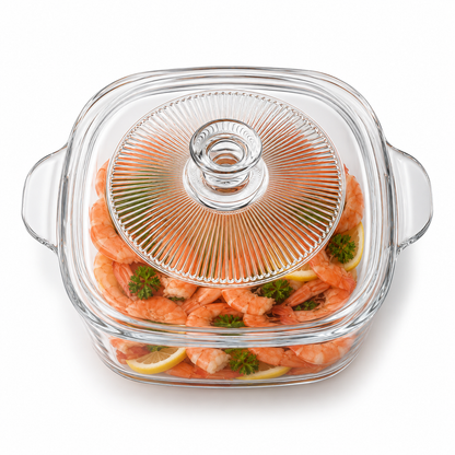Skybuy 2500 ml Square Glass Casserole with Lid
