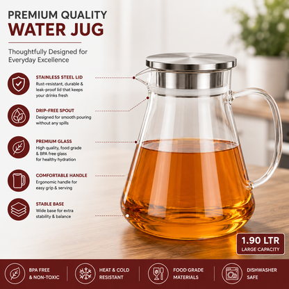 Skybuy Glass Water Jug 1.9L premium quality