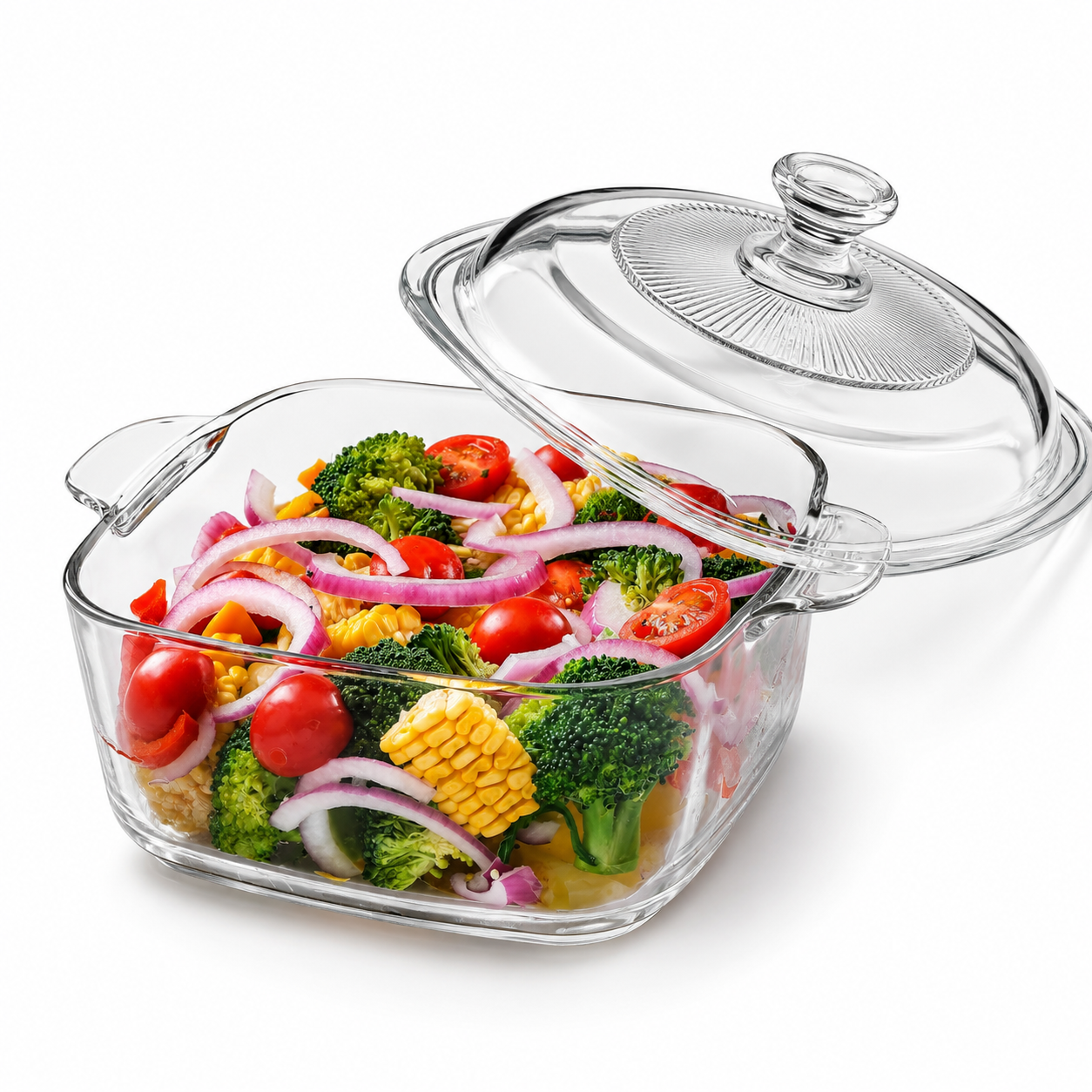 Skybuy 2500 ml Square Glass Casserole with Lid – Clear Glass Cooking & Serving Dish