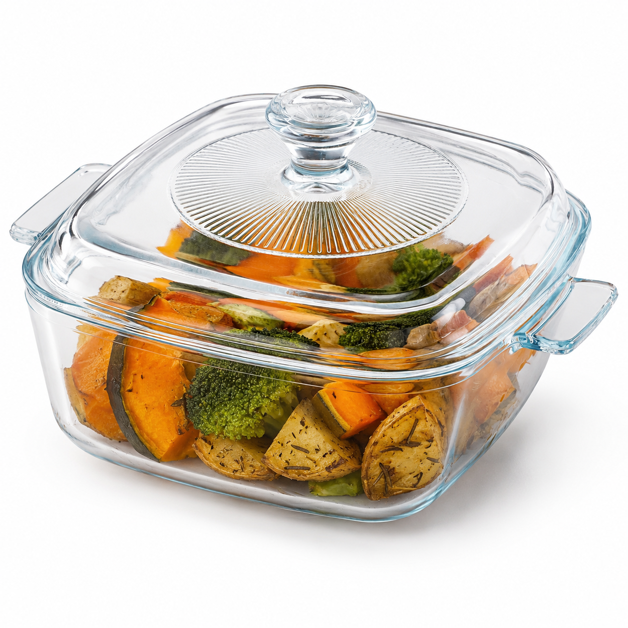 Skybuy 1500 ml Square Glass Casserole with Lid – Clear Glass Cooking & Serving Dish
