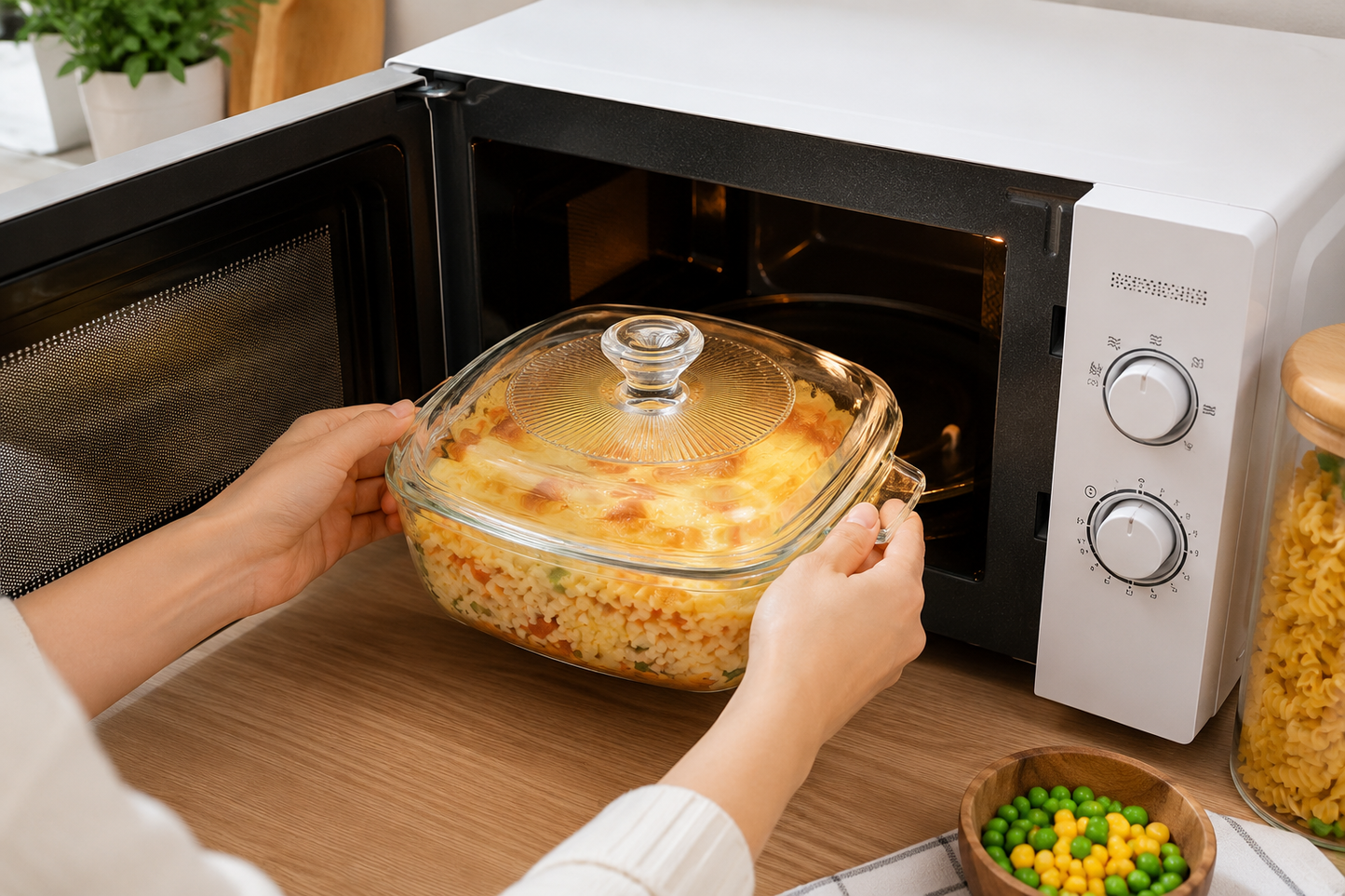 Skybuy 1000 ml Square Glass Casserole with Lid