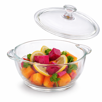 Skybuy 2500 ml Round Glass Casserole with Lid - hero shot