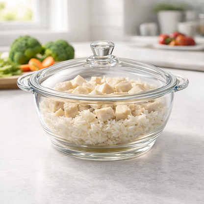 Skybuy 2500 ml Round Glass Casserole with Lid