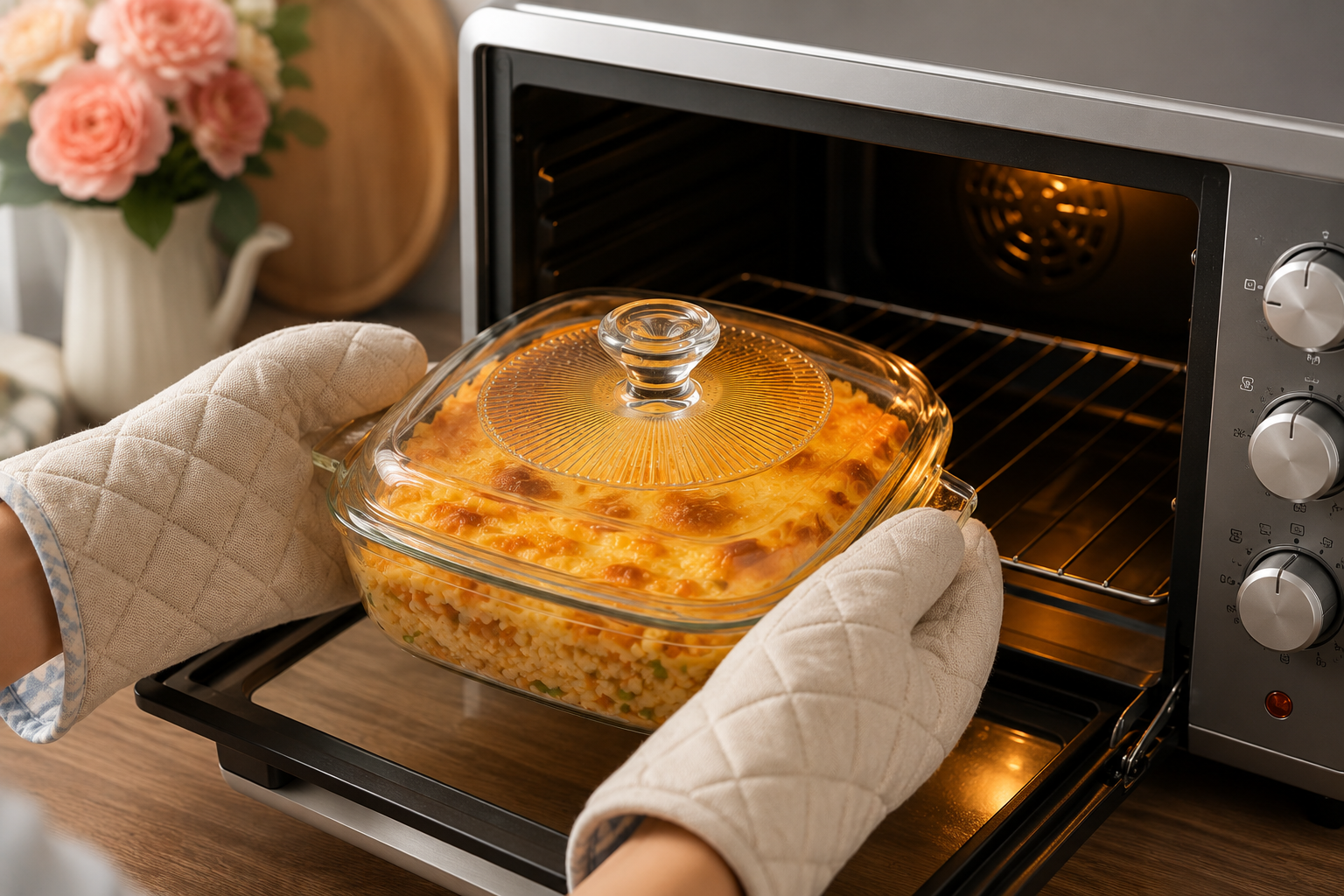 Skybuy 1000 ml Square Glass Casserole with Lid