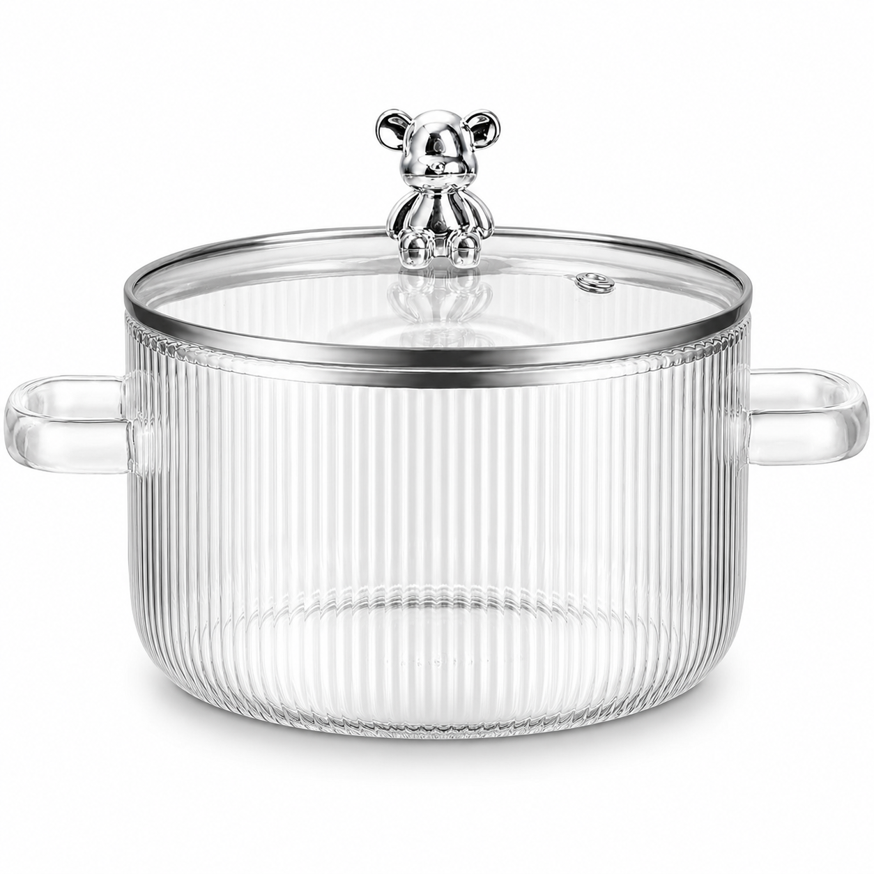 Skybuy 1400 ml Lined Glass Cooking Pot with Lid
