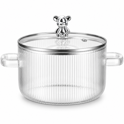Skybuy 1400 ml Lined Glass Cooking Pot with Lid