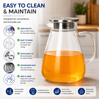 Skybuy Borosilicate Glass Water Jug 2.19L - easy to clean