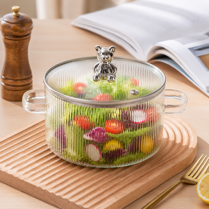 Skybuy 1800 ml Lined Glass Cooking Pot with Lid