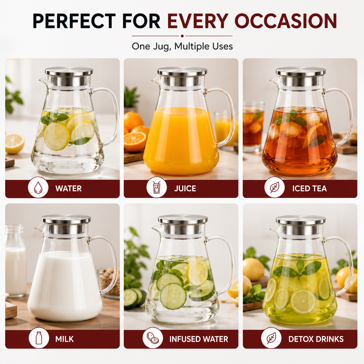Skybuy Glass Water Jug 1.9L