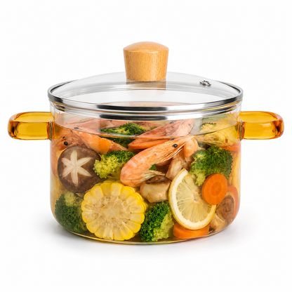 Skybuy 1800 ml Glass Cooking Pot with Lid & Handles