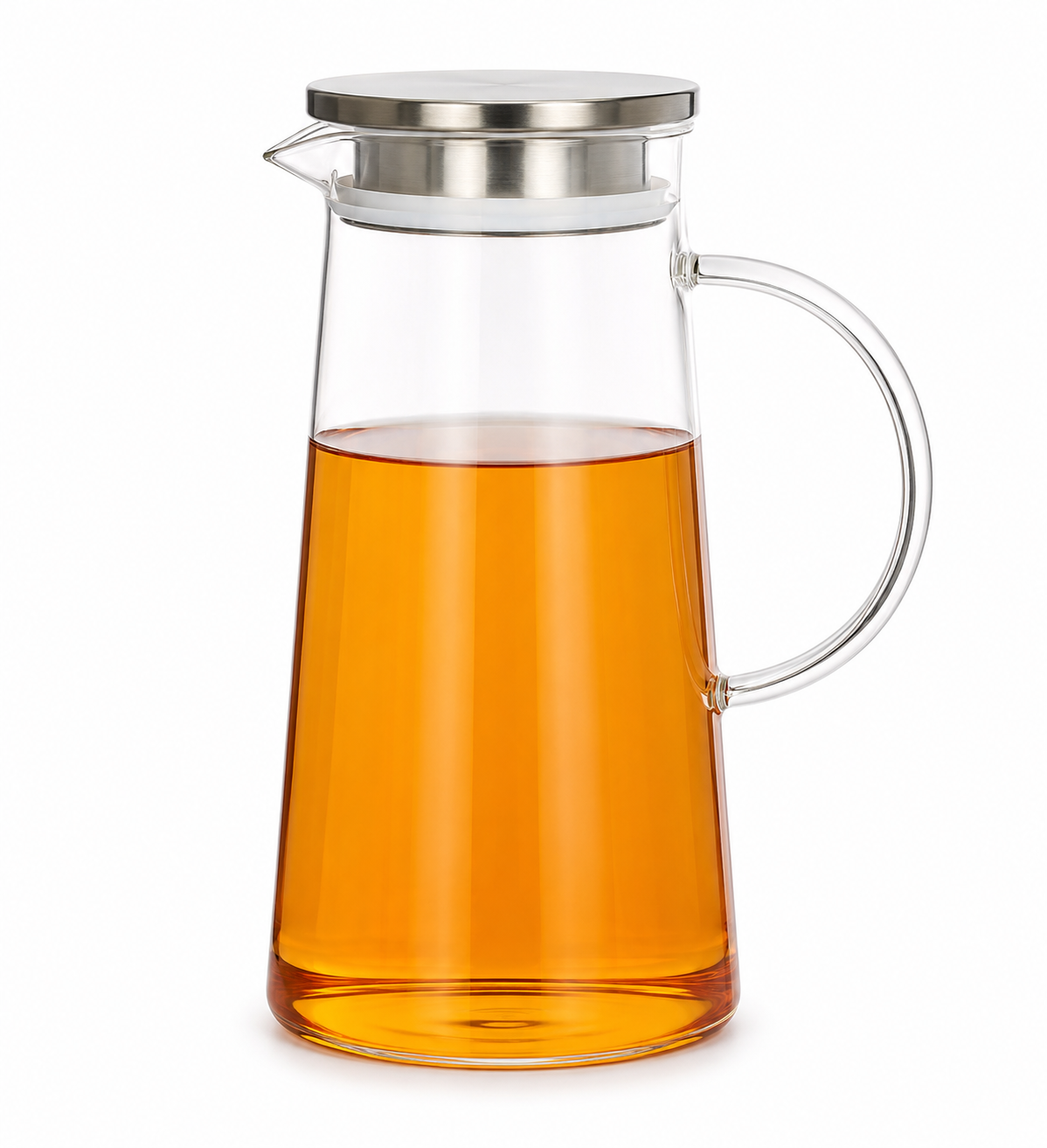 Sky Buy Glass Water Jug with Stainless Steel Lid 1400 ml – Transparent Water & Juice Pitcher